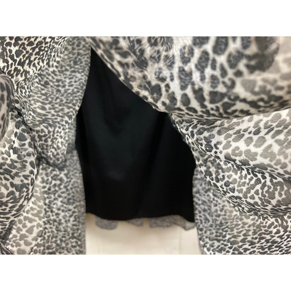 Taylor Smocked Tiered Dress Leopard Print Mock Neck Long Sleeve Size S - Picture 7 of 10